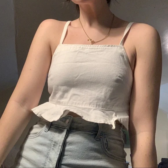White Denim Top - Picture 2 of 7